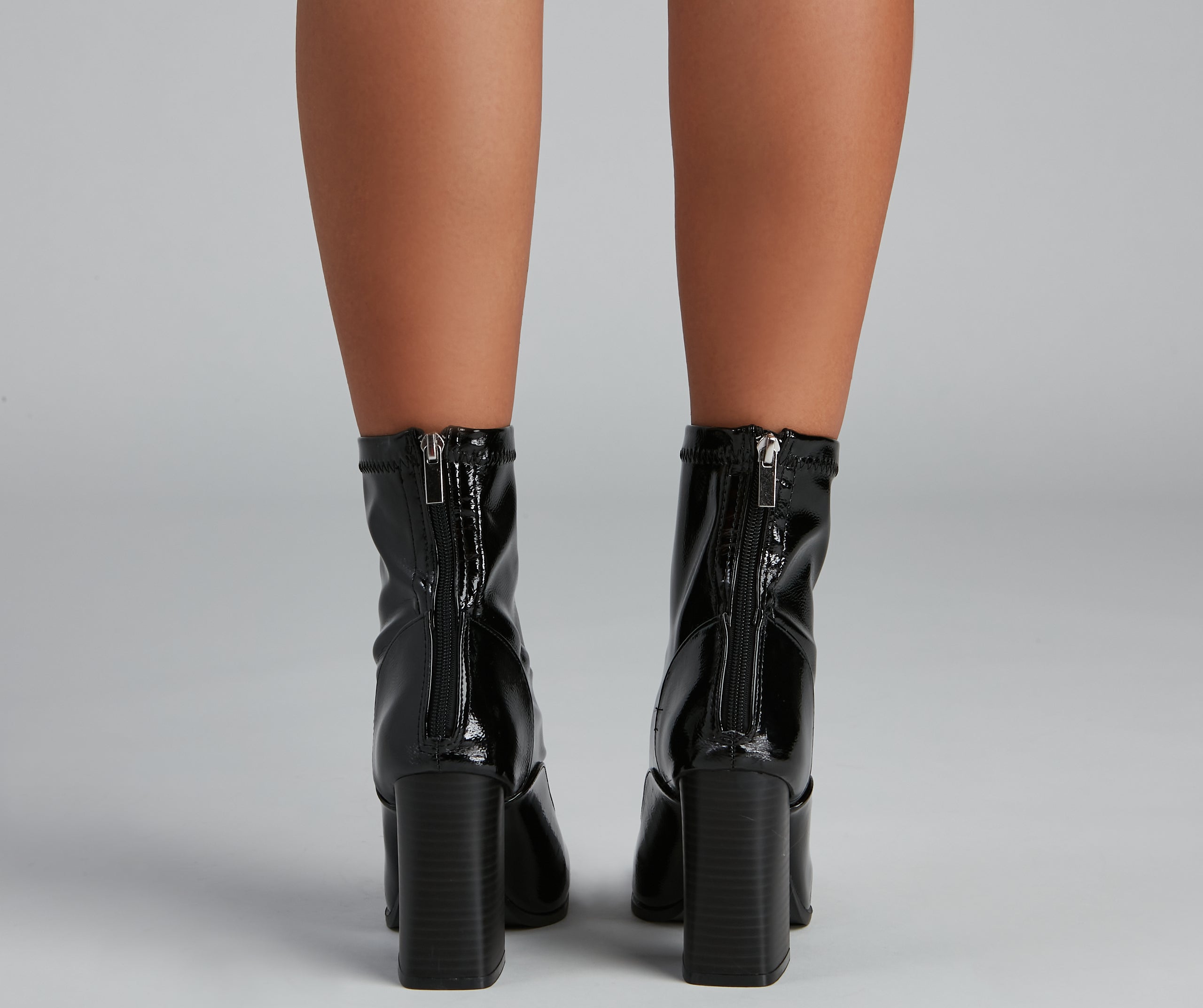 Edgy Chick Patent Leather Booties - Image 4