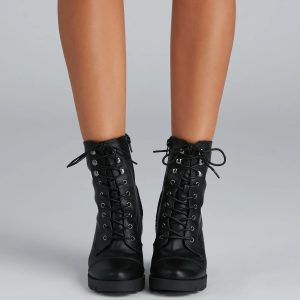 Wild Side Faux Leather Lug Boots
