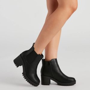 Femme Edge Platform Lug Booties