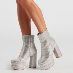 Retro Gal Rhinestone Heel Booties