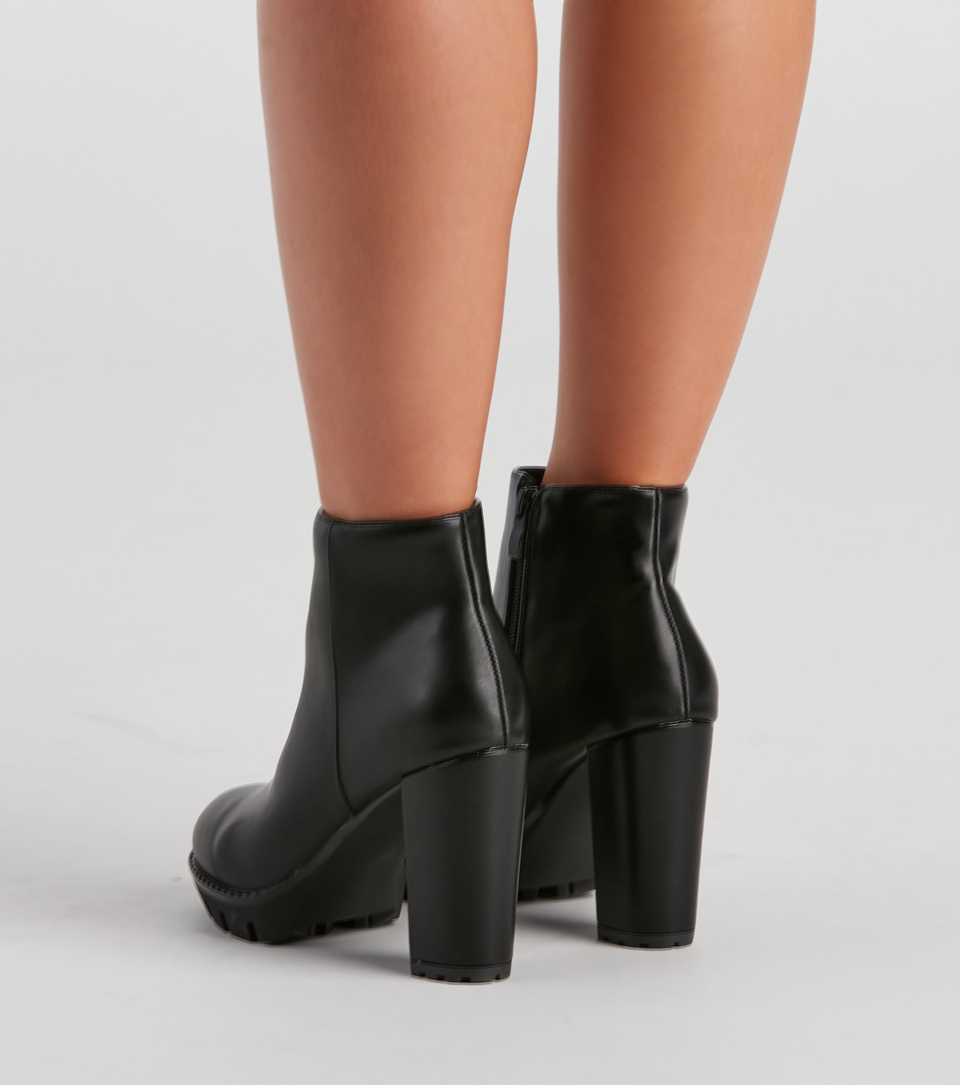 First Sight Lug Block Heel Booties - Image 4
