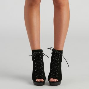 Take A Peek Nubuck Lace-Up Booties