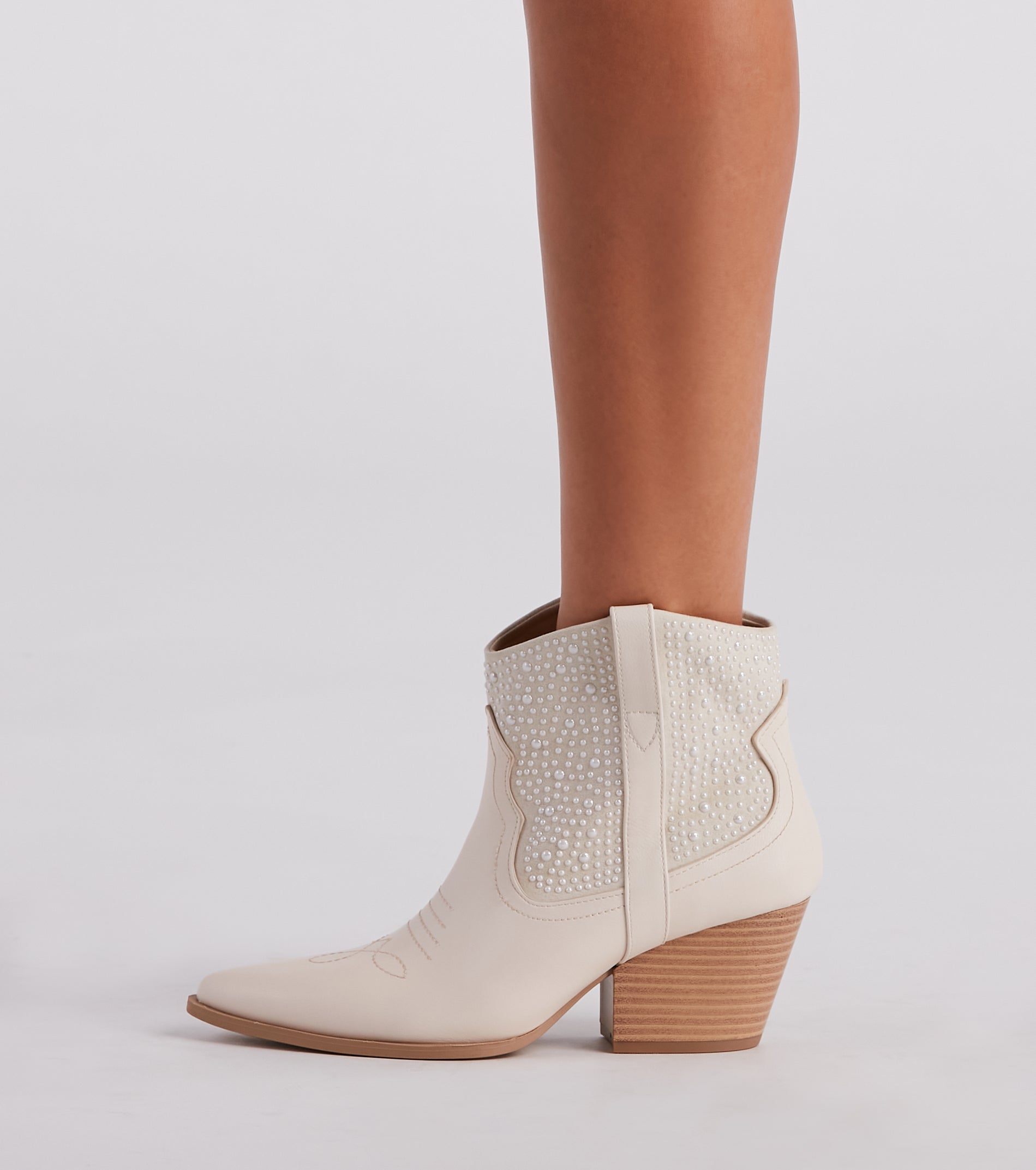 Country Babe Pearl Detailed Western Booties - Image 3