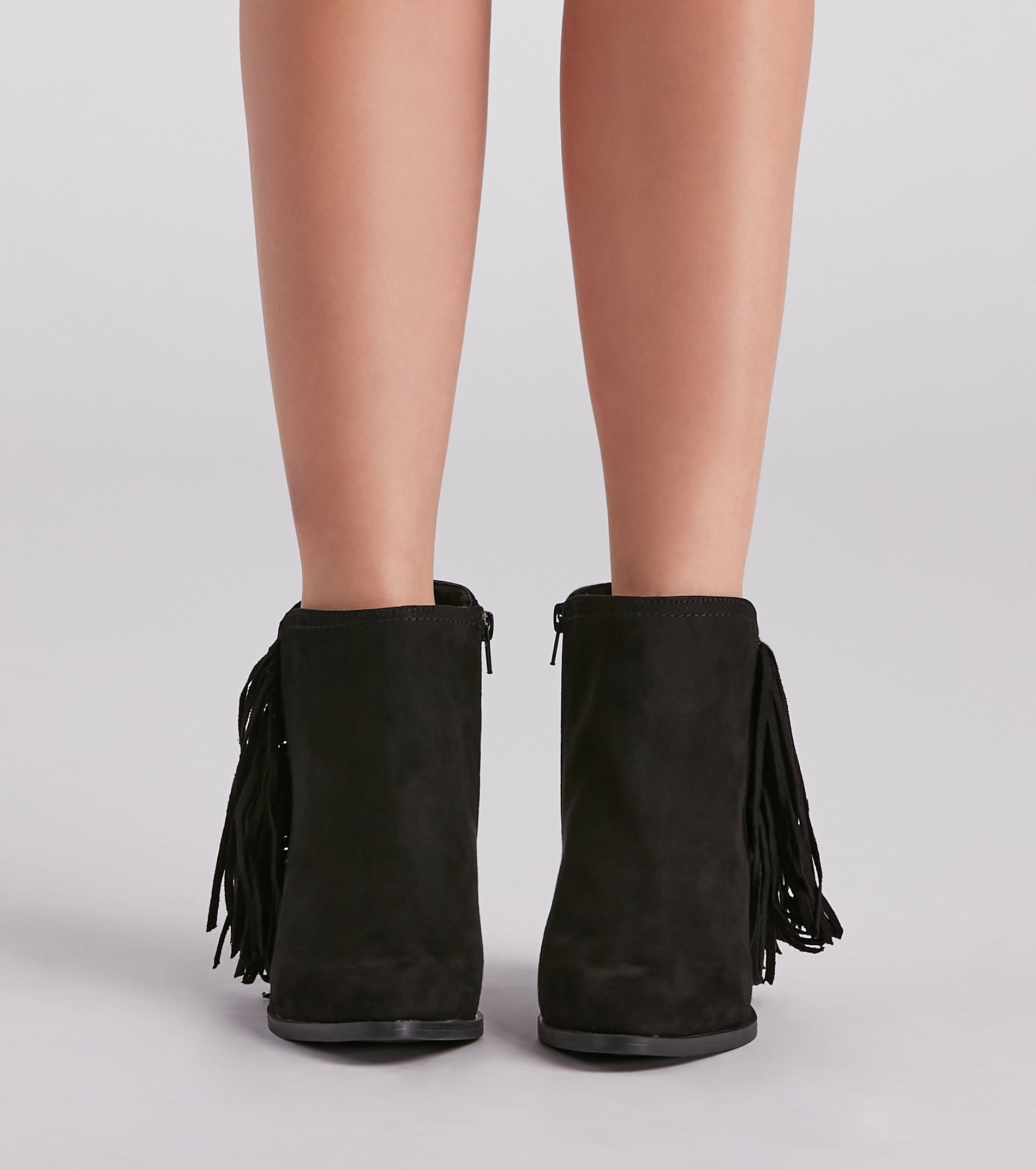 Trendy Strut Fringe Ankle Booties - Image 2