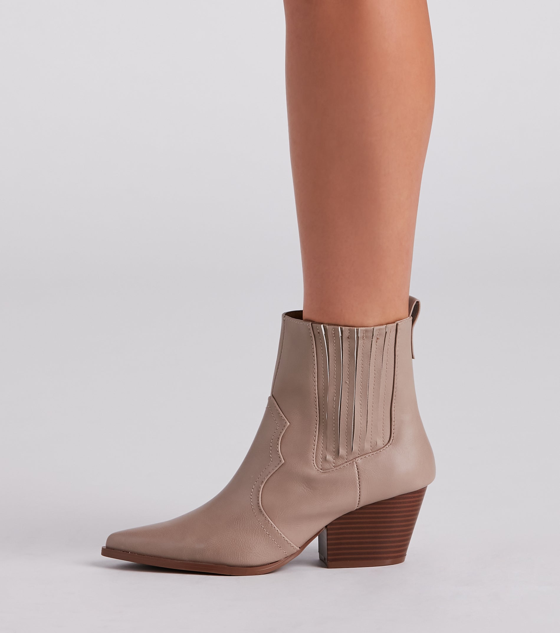 Country Kicks Faux Leather Block Booties - Image 7