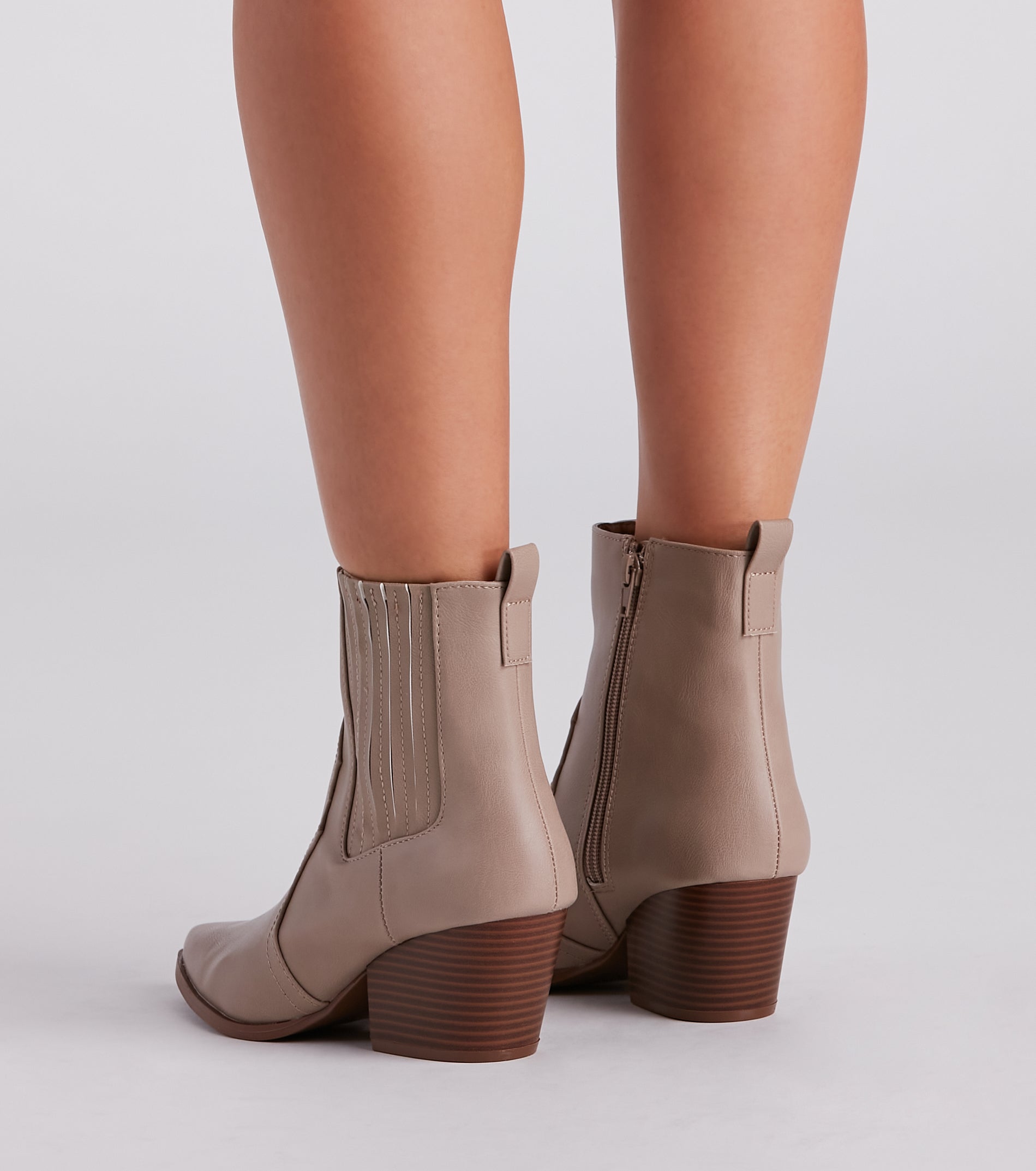 Country Kicks Faux Leather Block Booties - Image 8