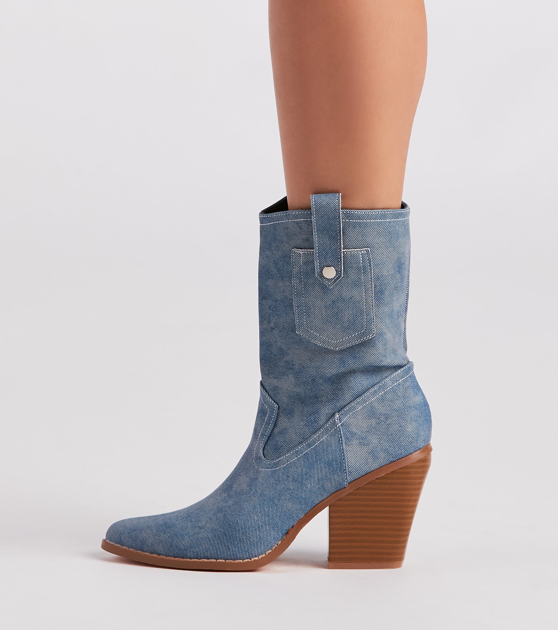 Trendy Country Style Western Denim Booties - Image 2