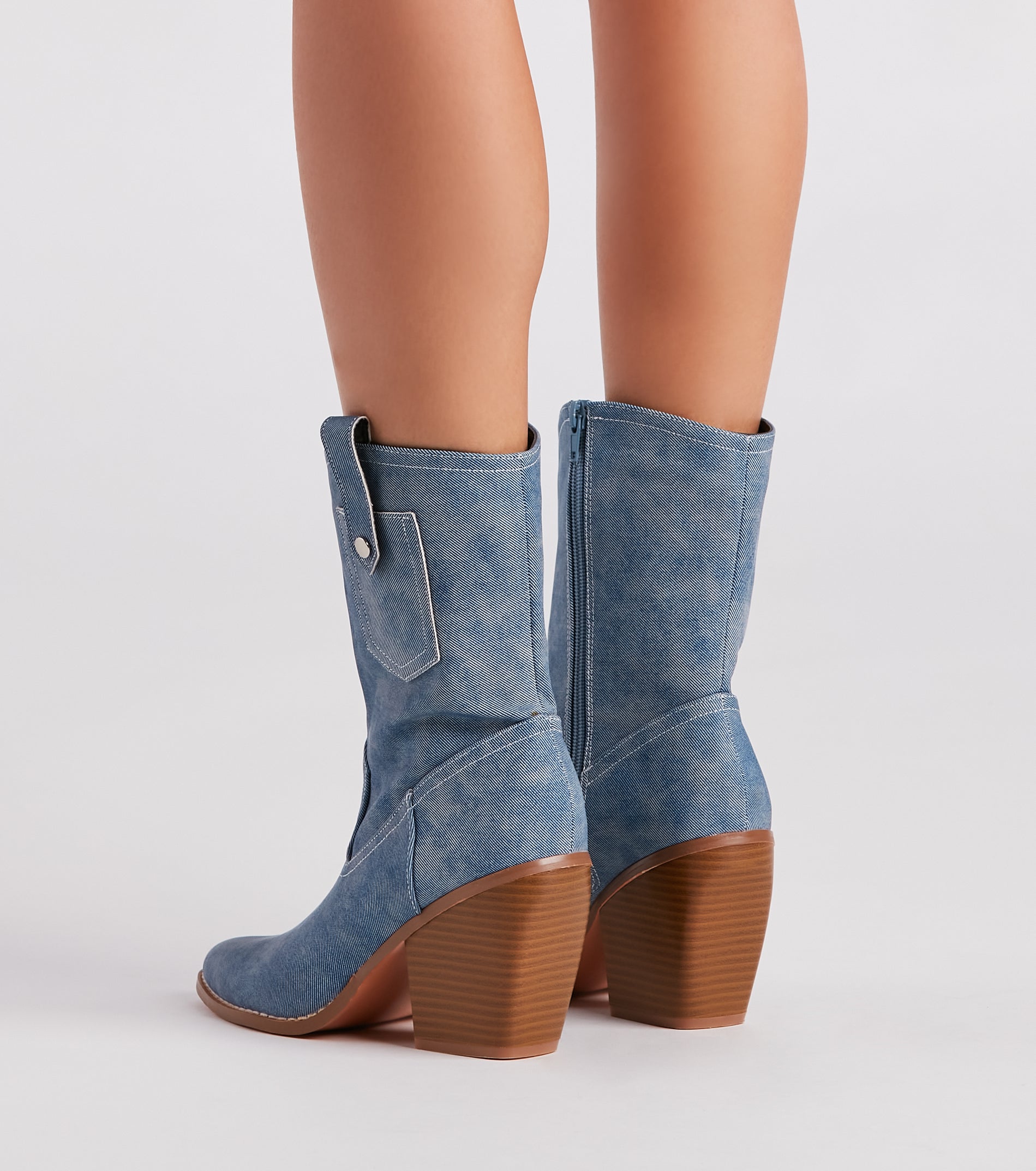 Trendy Country Style Western Denim Booties - Image 4