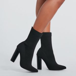 Style Points Knit Block Heel Booties
