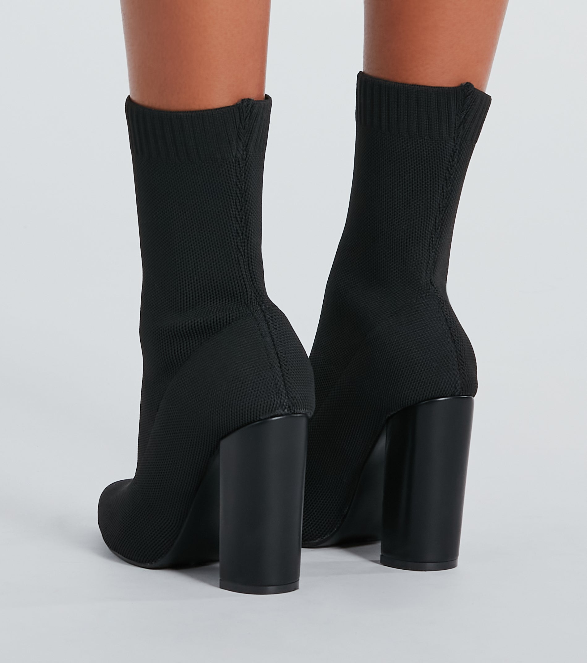 Style Points Knit Block Heel Booties - Image 4