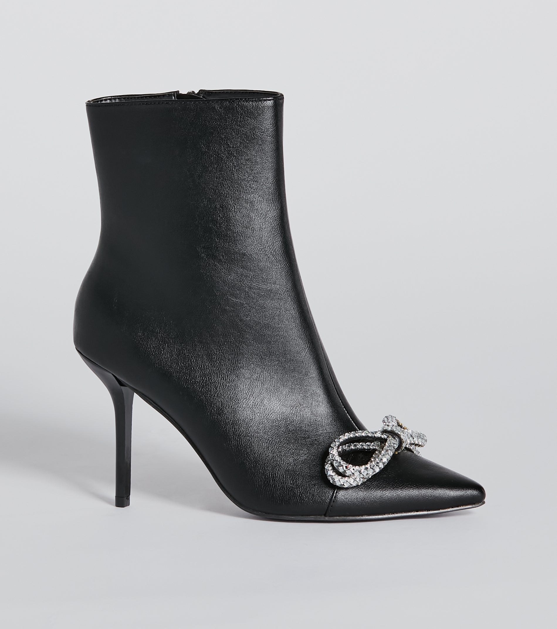 Gift Of Fab Faux Leather Rhinestone Bow Booties - Image 2