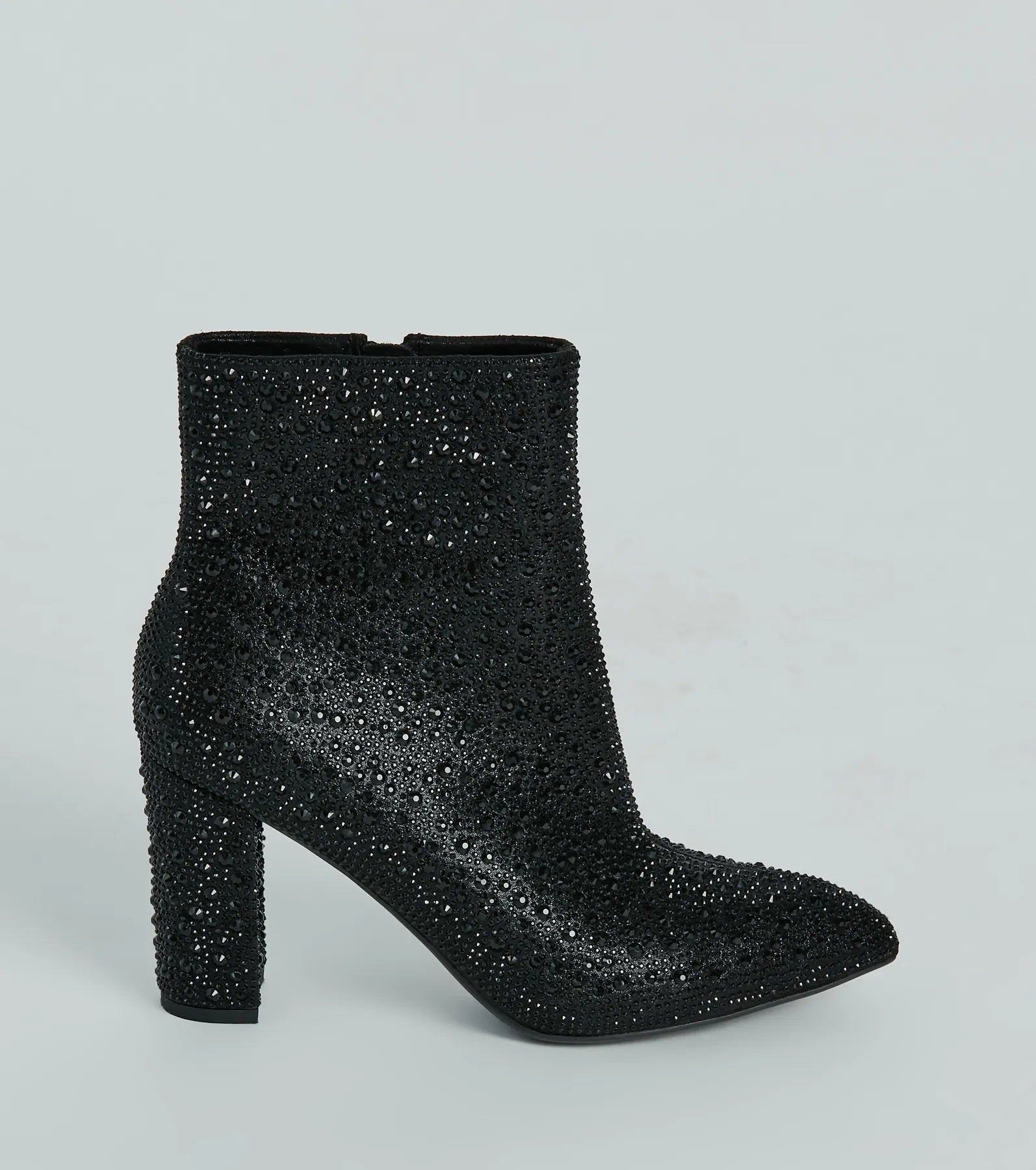 Sparkle Mode Rhinestone Block Heel Ankle Boots - Image 2