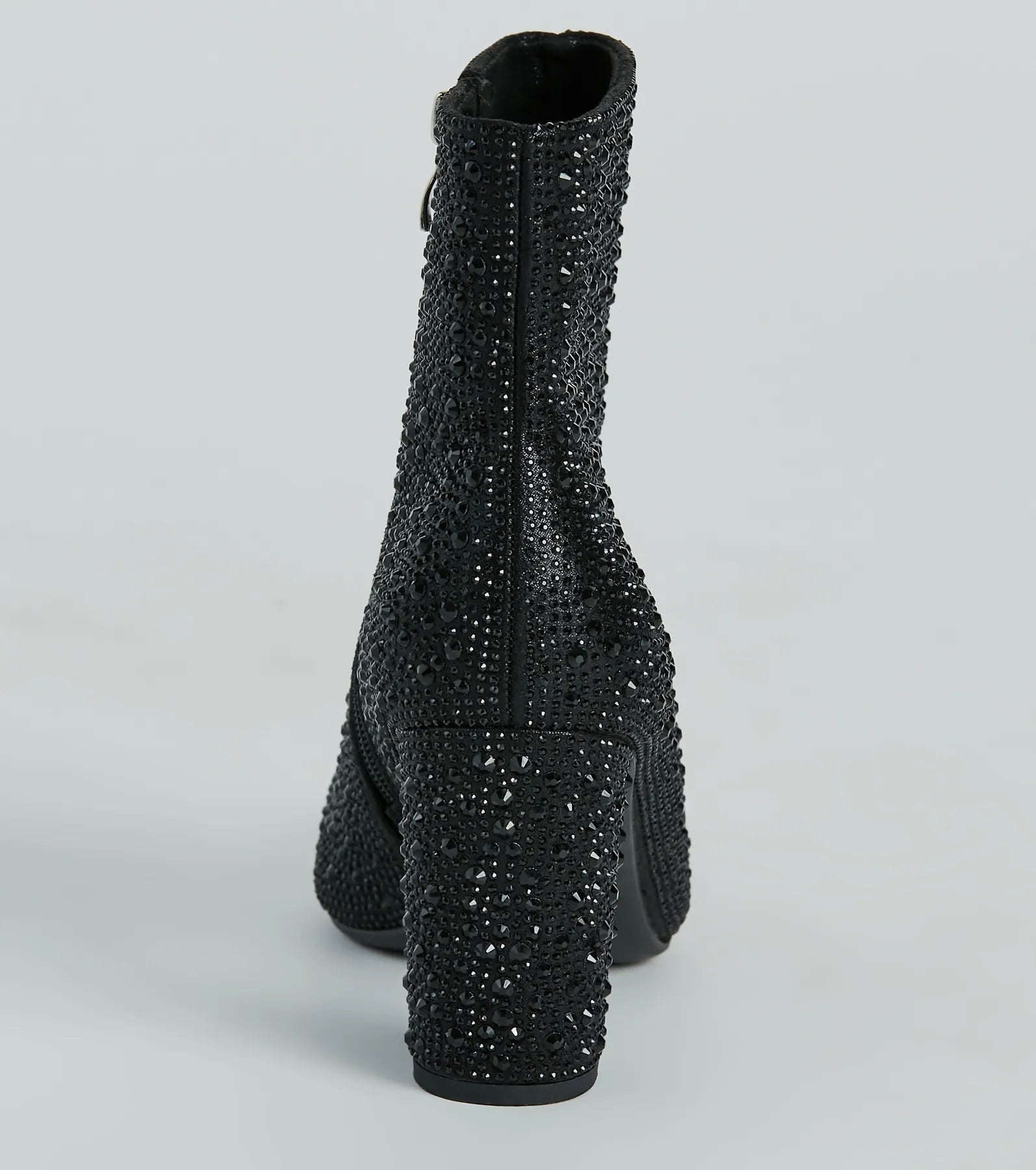 Sparkle Mode Rhinestone Block Heel Ankle Boots - Image 4