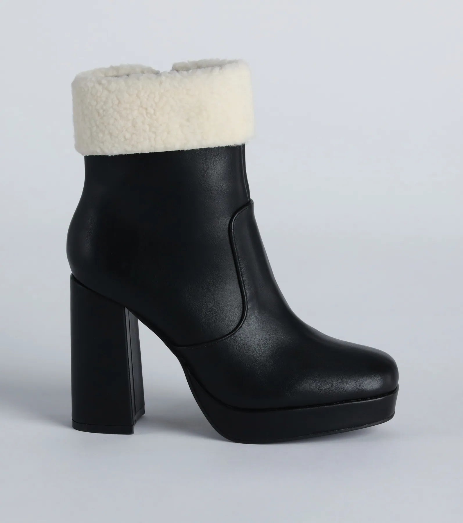 Cold Babe Faux Sherpa Block Heel Booties - Image 2