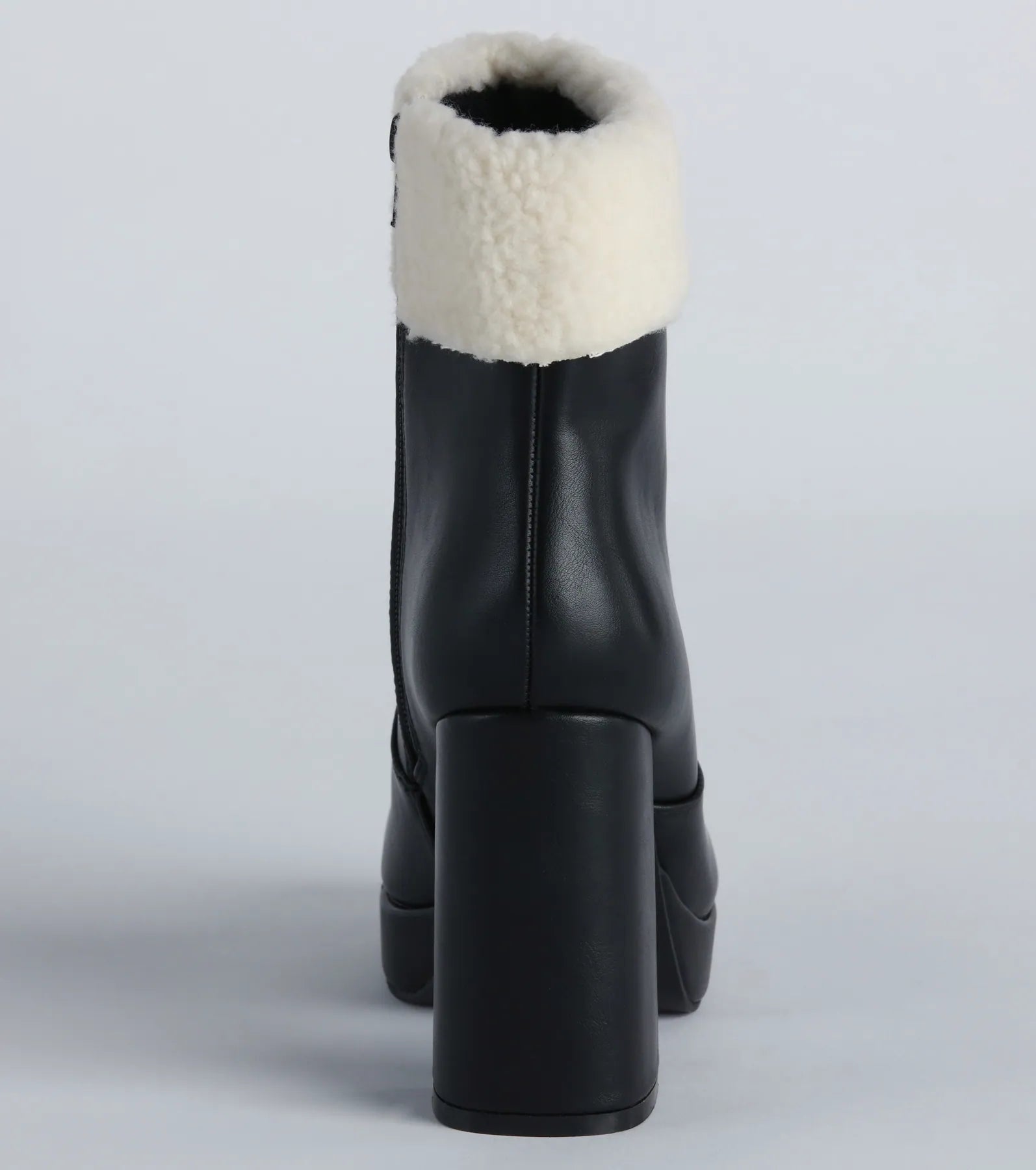 Cold Babe Faux Sherpa Block Heel Booties - Image 4