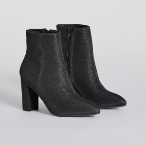 Party Poppin' Glitter Mesh Block Heel Booties