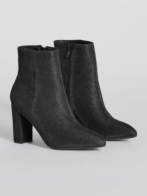 Party Poppin' Glitter Mesh Block Heel Booties