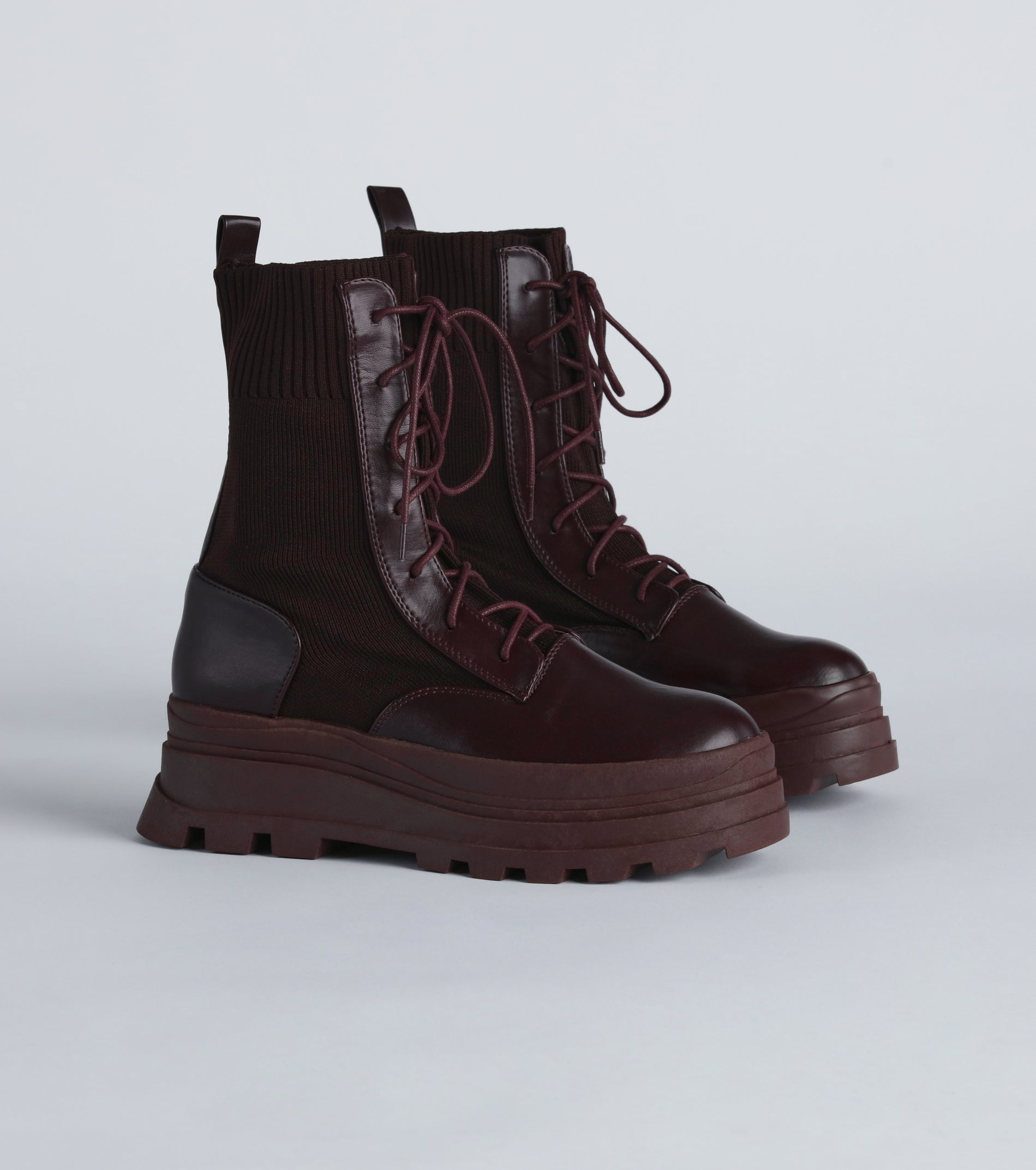 On My Command Faux Leather Knit Combat Booties - Image 5