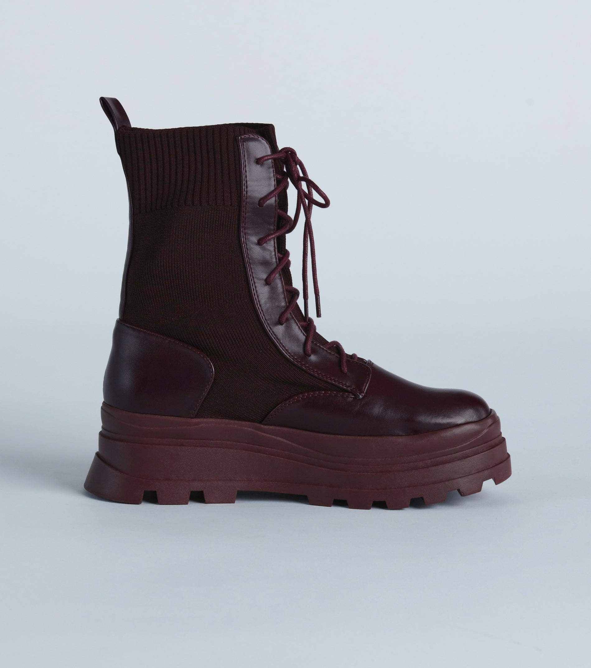 On My Command Faux Leather Knit Combat Booties - Image 6