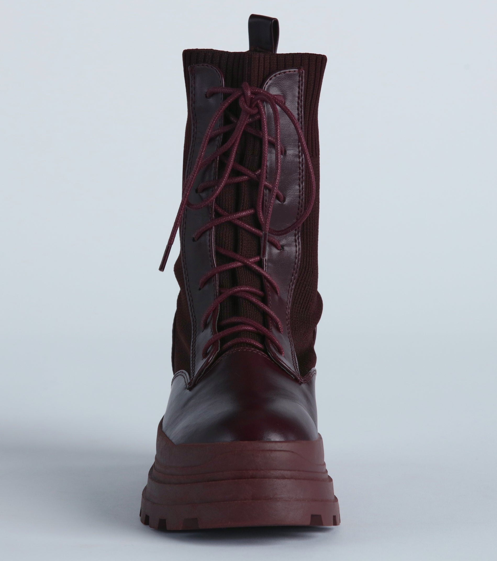 On My Command Faux Leather Knit Combat Booties - Image 7