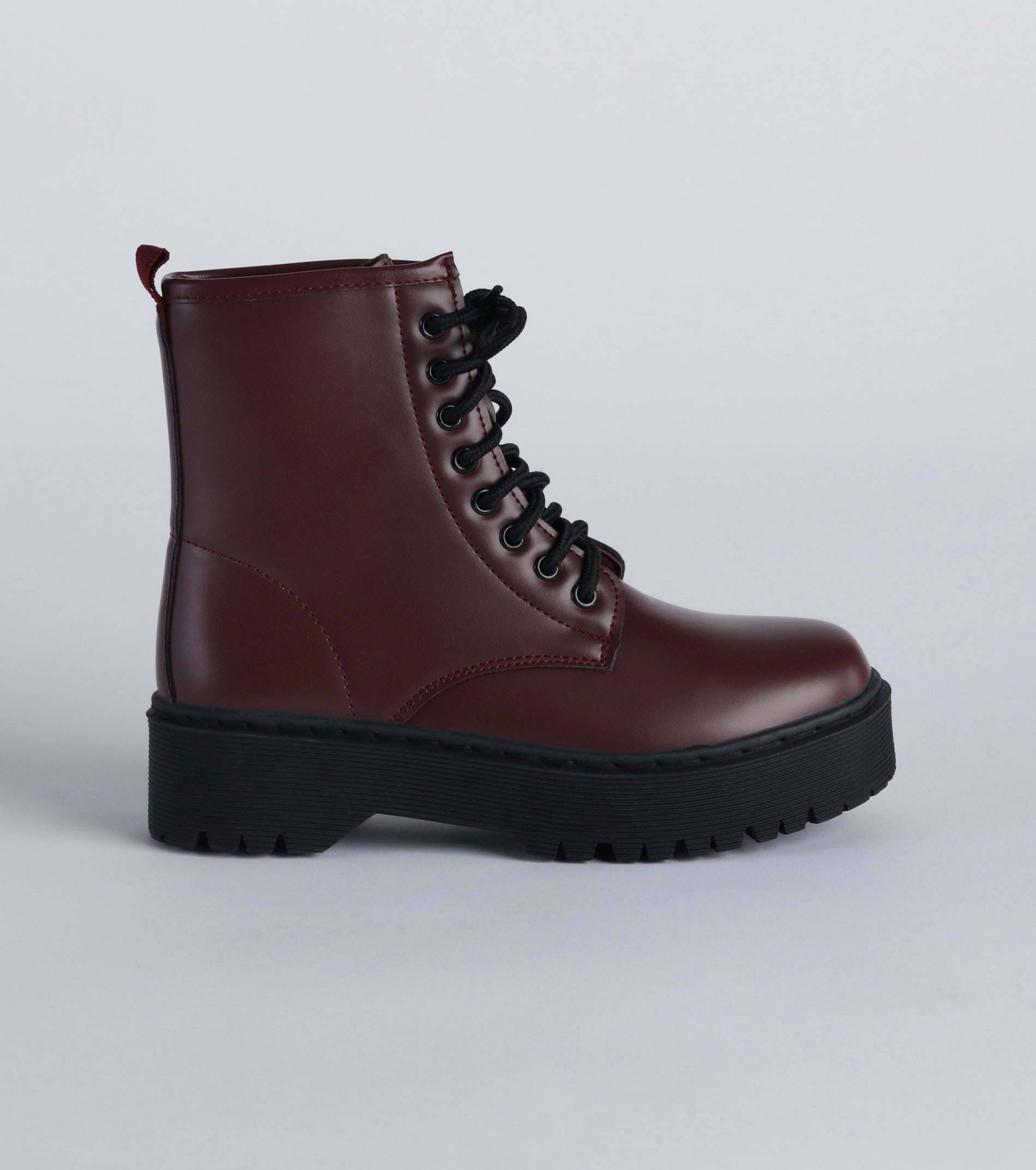 Cute March Faux Leather Lug Combat Booties - Image 2