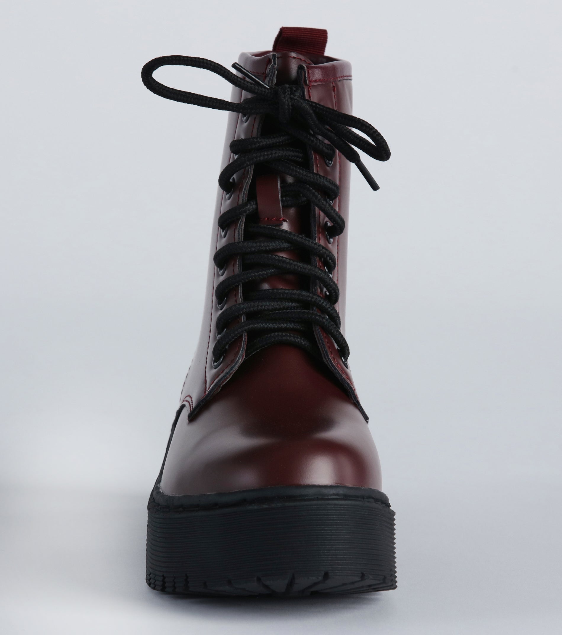 Cute March Faux Leather Lug Combat Booties - Image 3