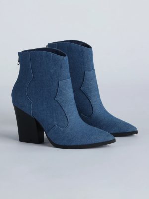 Country Nights Denim Western Booties