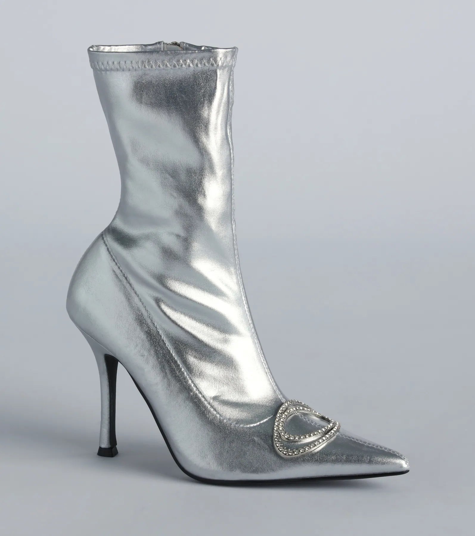 Point Me To Chic Rhinestone Stiletto Booties - Image 2