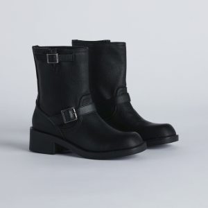 Edge It Up Faux Leather Biker Boots
