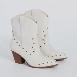 Country Vibes Studded Faux Leather Western Booties