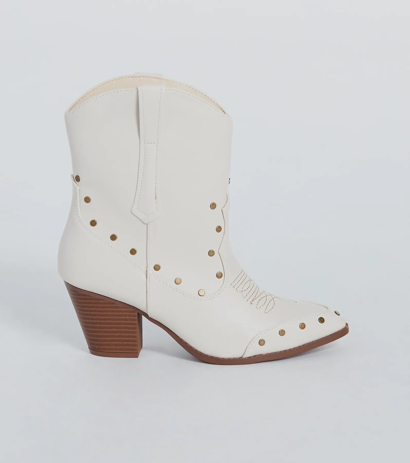 Country Vibes Studded Faux Leather Western Booties - Image 2