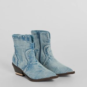Cowgirl Charm Rhinestone Western Denim Booties
