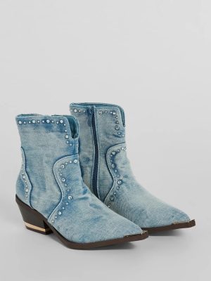 Cowgirl Charm Rhinestone Western Denim Booties