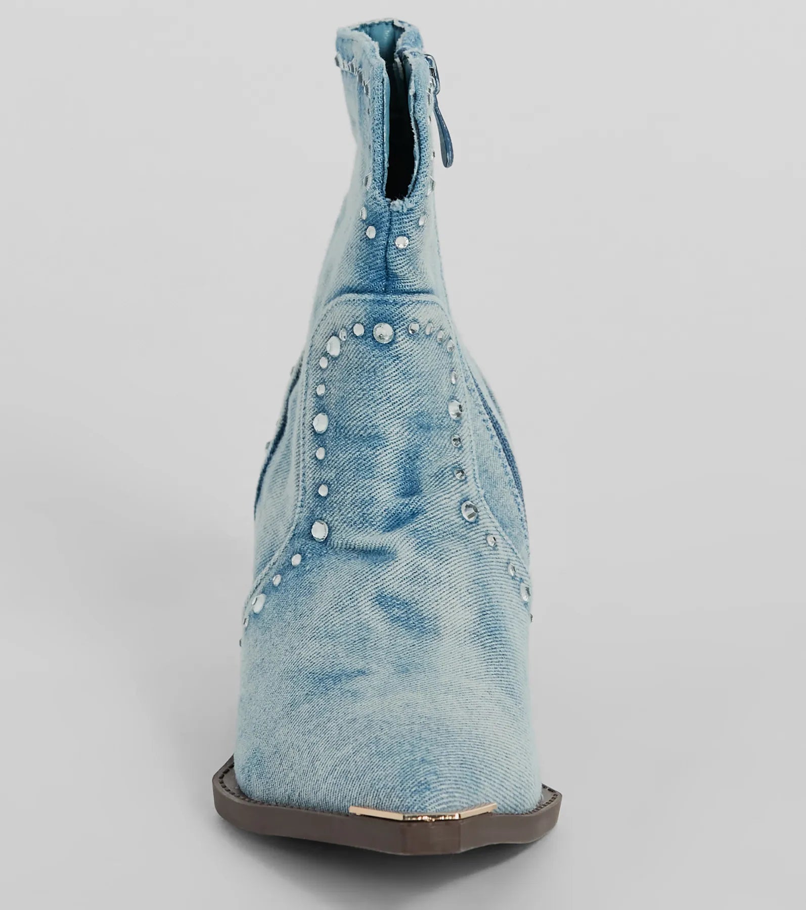 Cowgirl Charm Rhinestone Western Denim Booties - Image 3