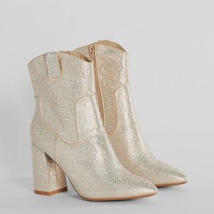Fabulous Star Rhinestone Metallic Western Booties