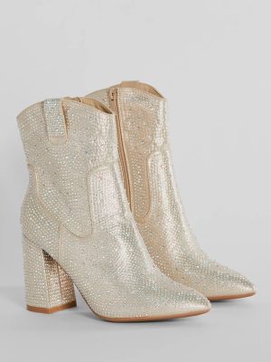 Fabulous Star Rhinestone Metallic Western Booties