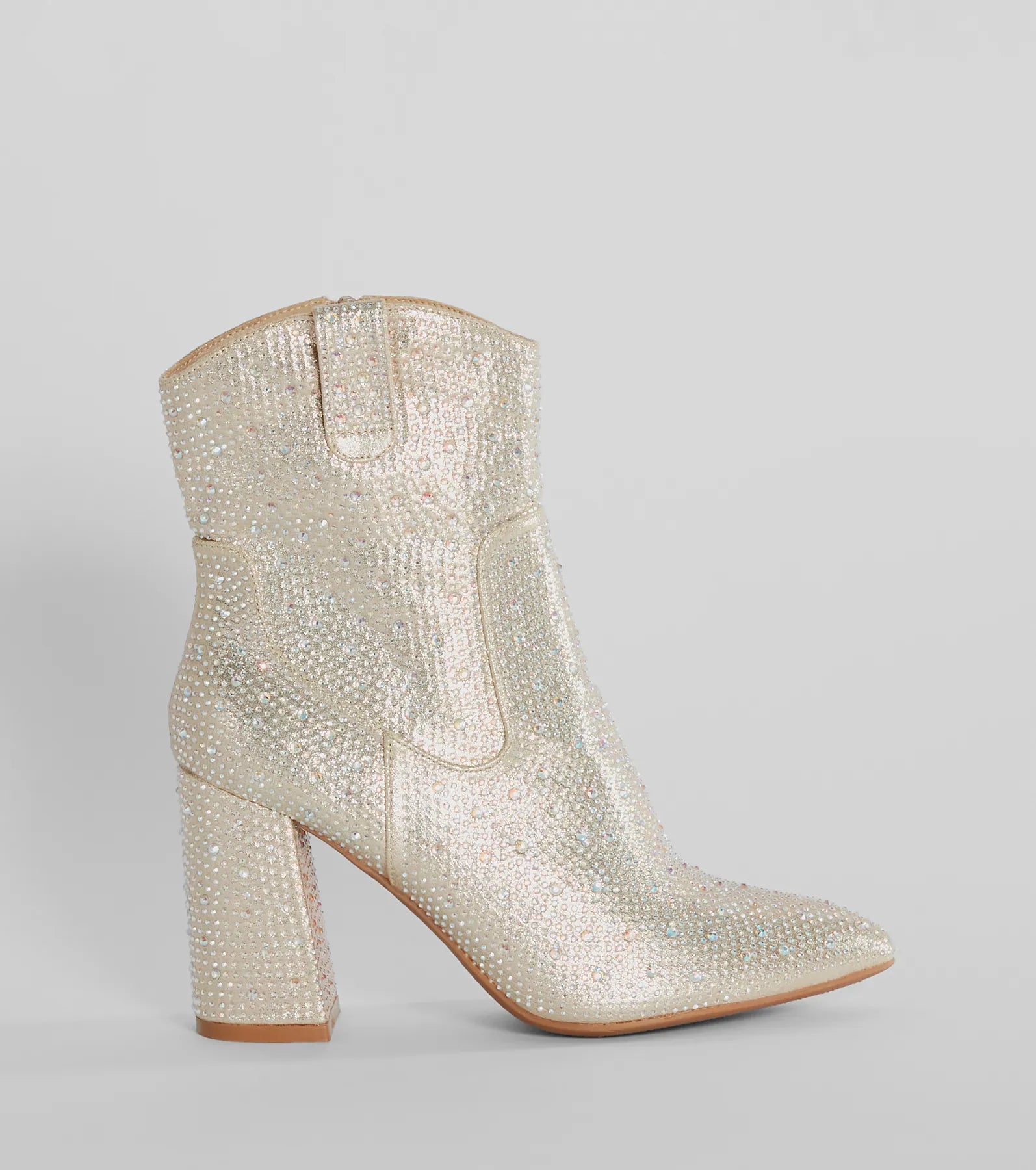 Fabulous Star Rhinestone Metallic Western Booties - Image 2