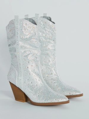 Major Bling Rhinestone Faux Leather Cowboy Boots