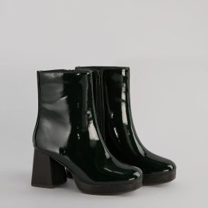 Seize The Moment Patent Block Heel Booties