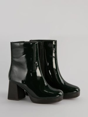 Seize The Moment Patent Block Heel Booties