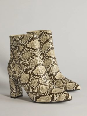 So Fierce Faux Leather Snake Print Ankle Booties
