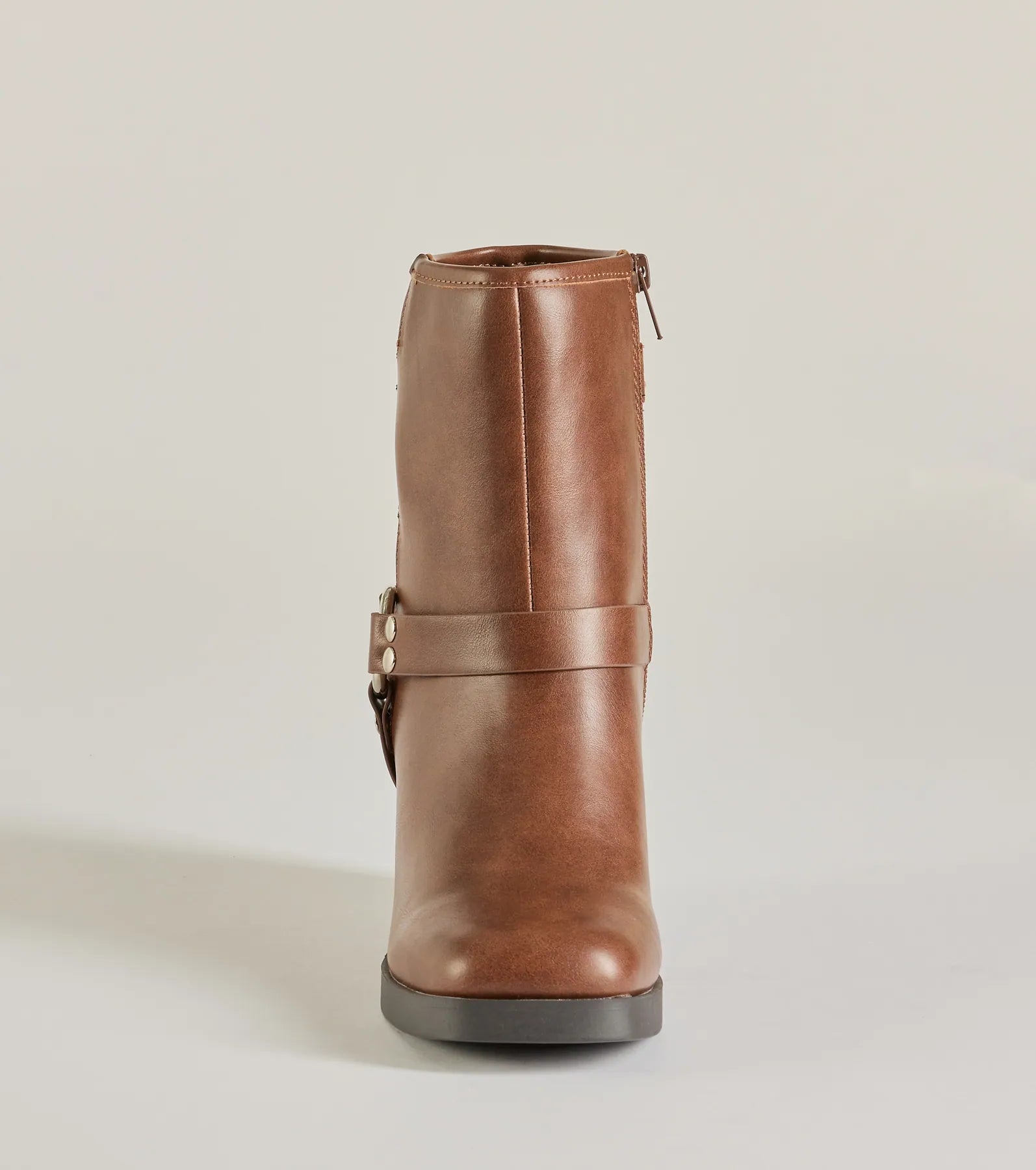 Moto Chic Buckled Faux Leather Ankle Booties - Image 7