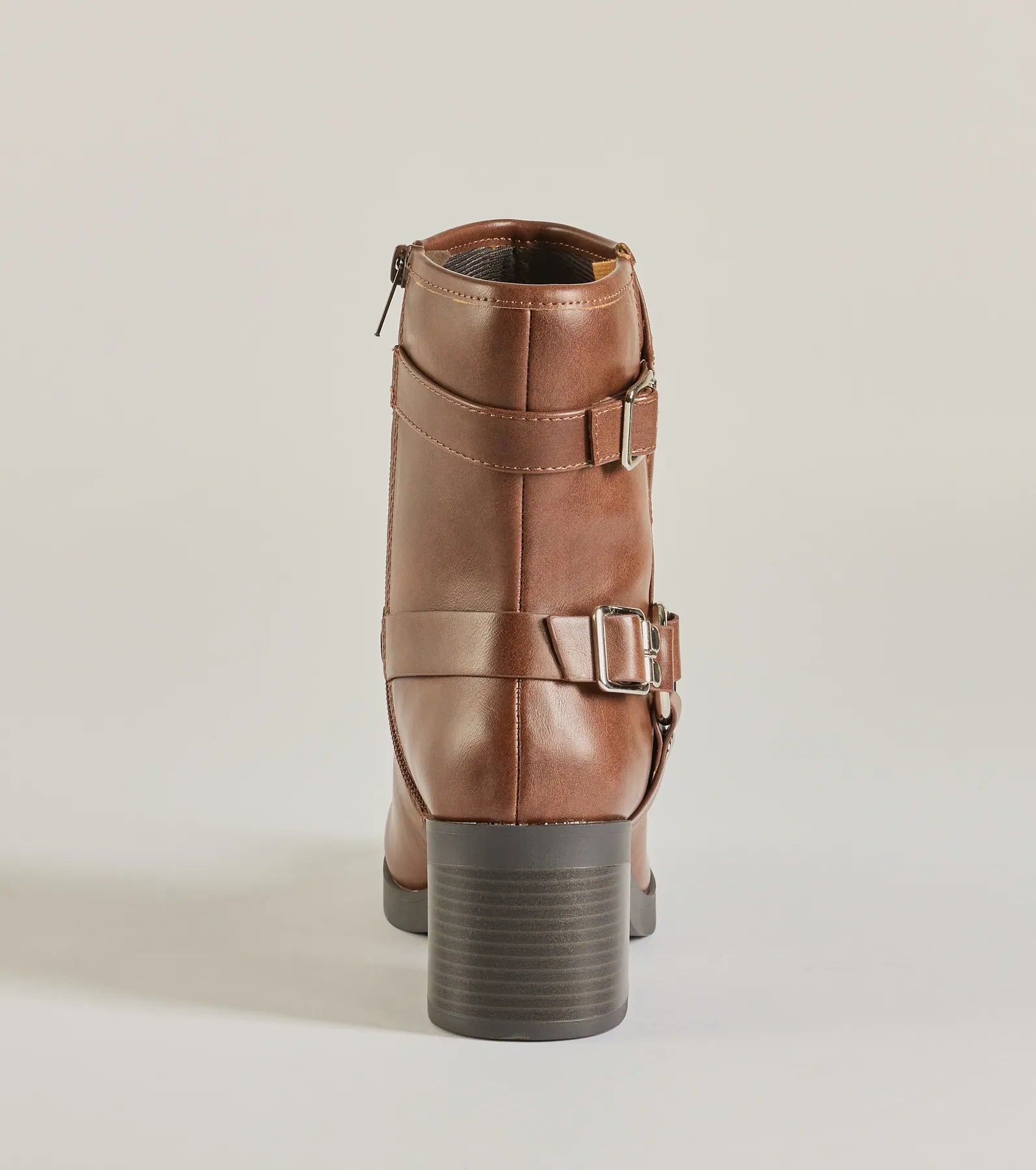 Moto Chic Buckled Faux Leather Ankle Booties - Image 8