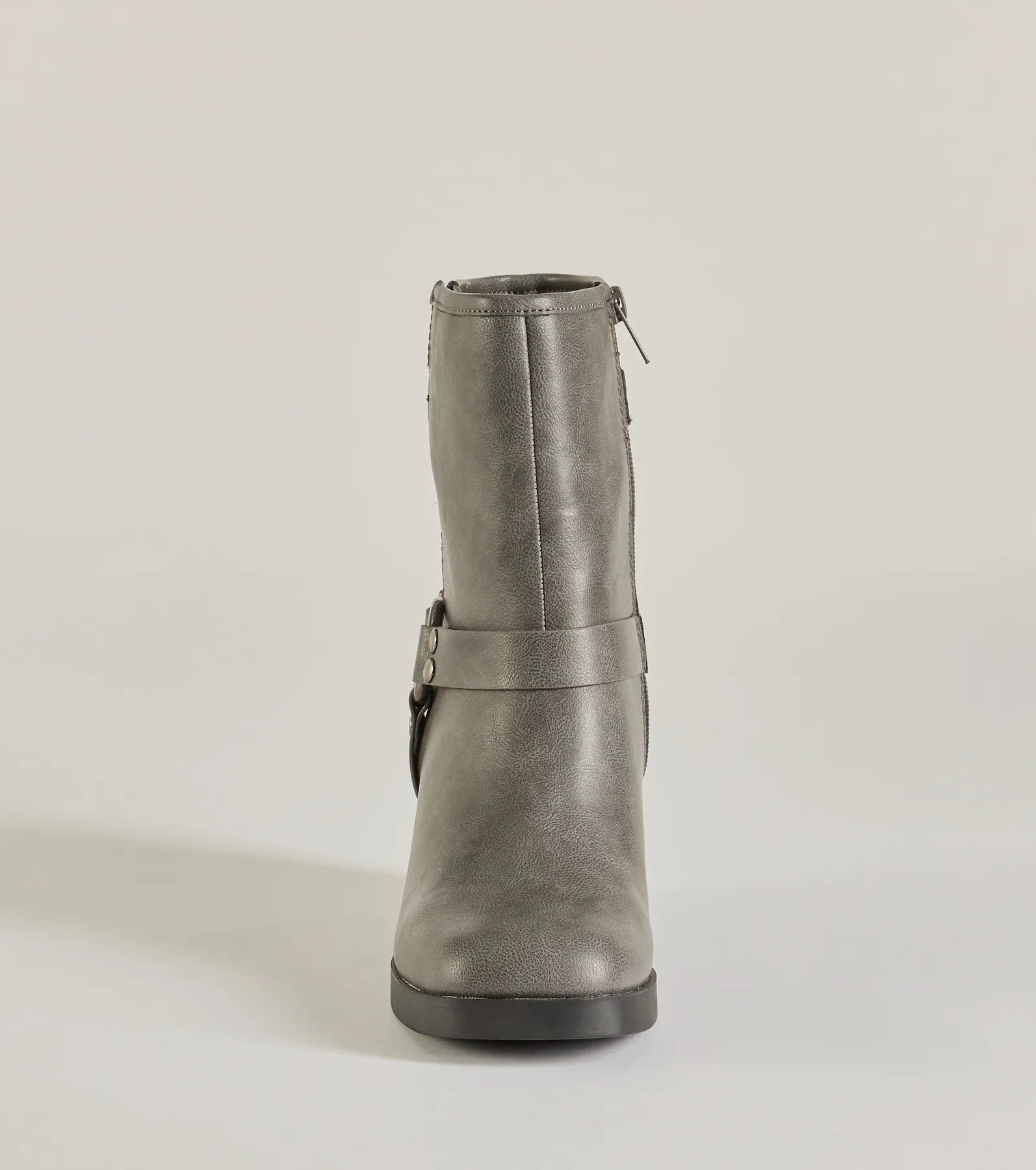 Moto Chic Buckled Faux Leather Ankle Booties - Image 3