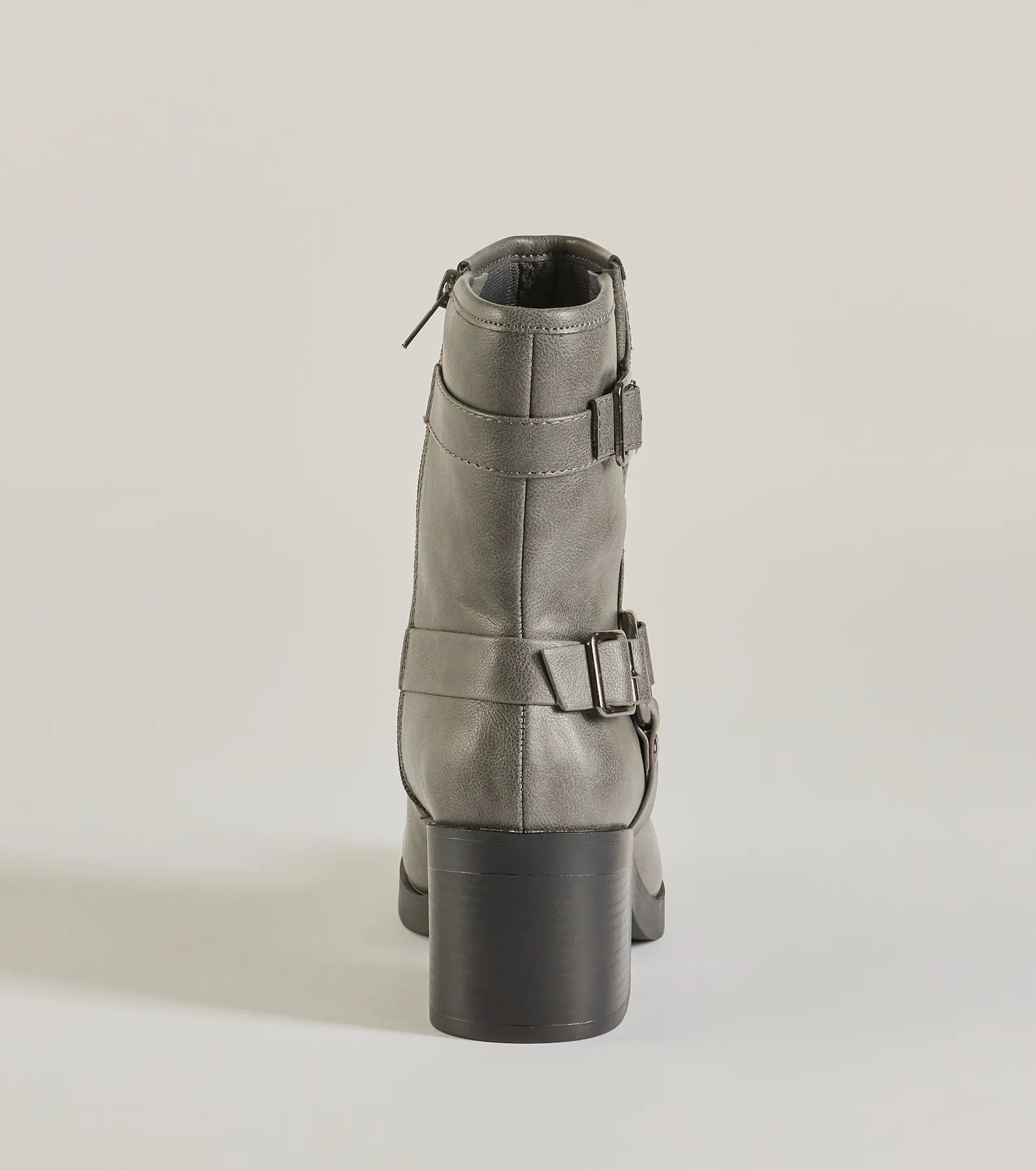 Moto Chic Buckled Faux Leather Ankle Booties - Image 4