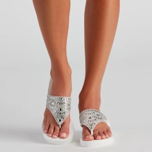 Standout In Glam Thong Wedge Sandals