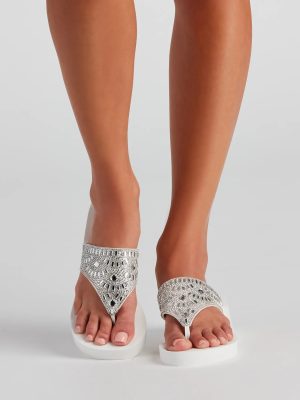 Standout In Glam Thong Wedge Sandals