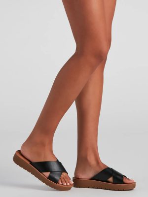 Comfort Slides Criss-Cross Sandals