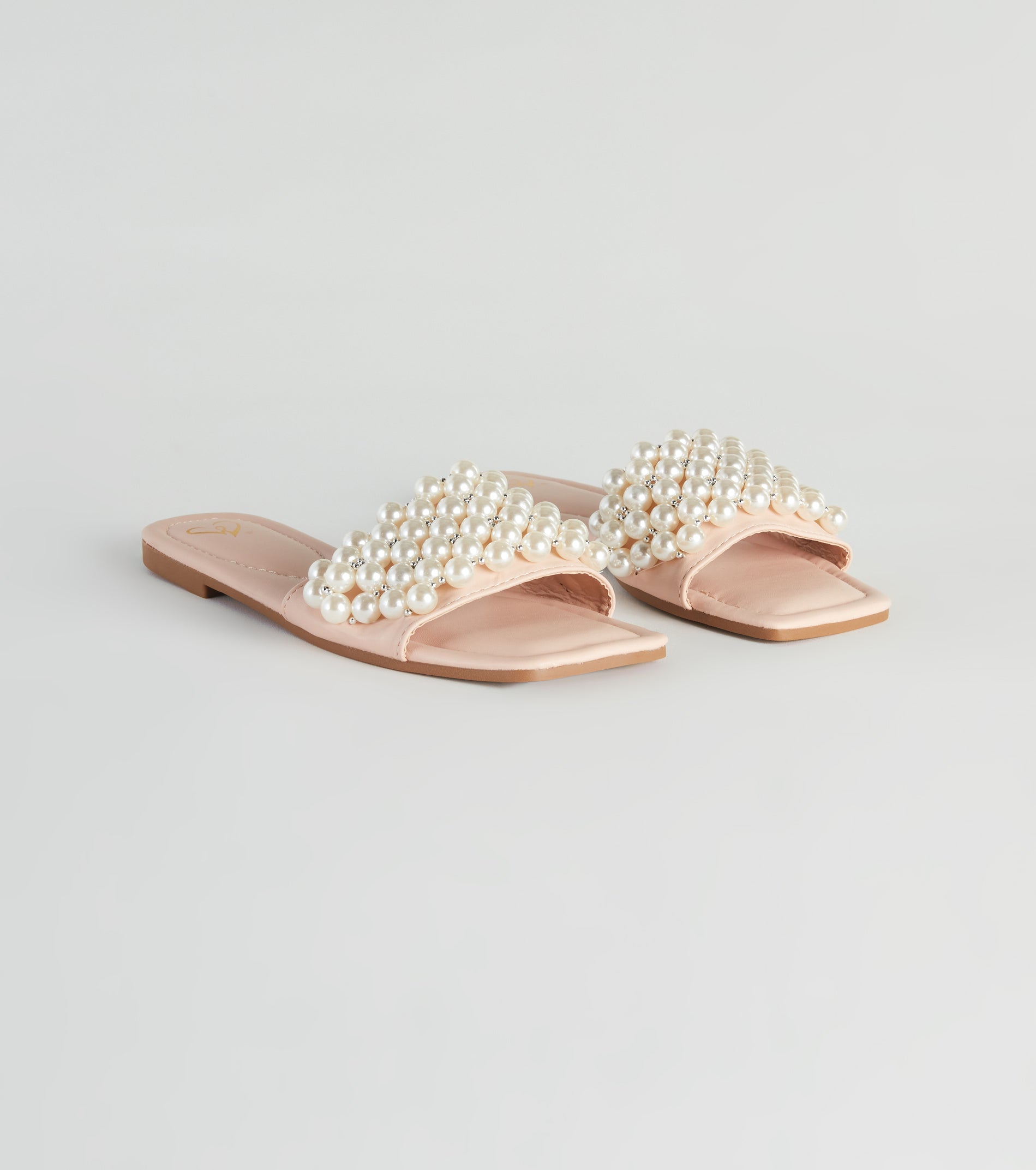 Hidden Treasure Faux Pearl Slide Sandals