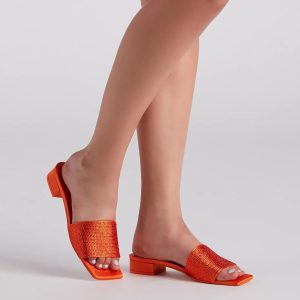 Fab And Trendy Rhinestone Low Heel Mules